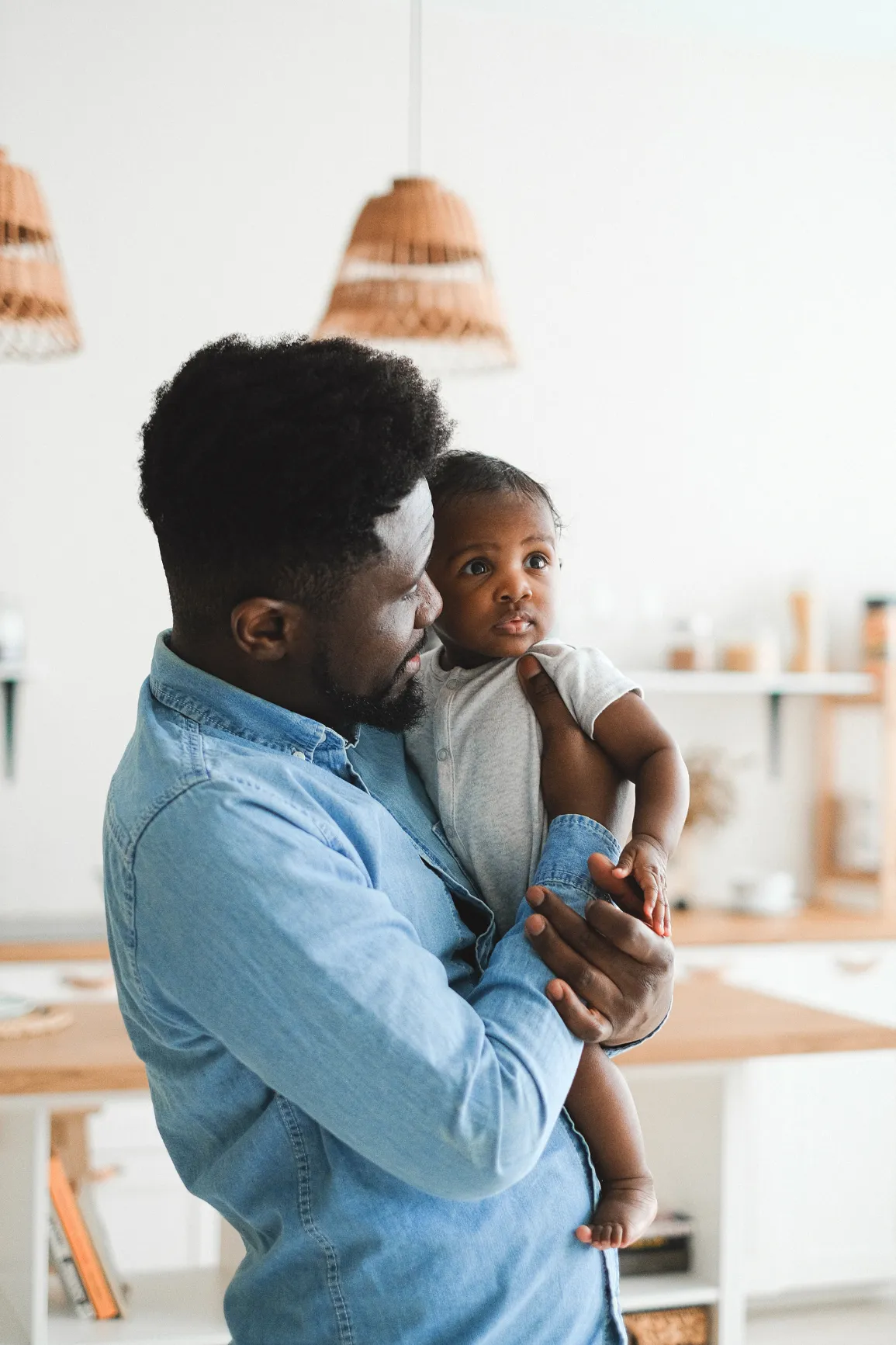 Dad and baby in kitchen