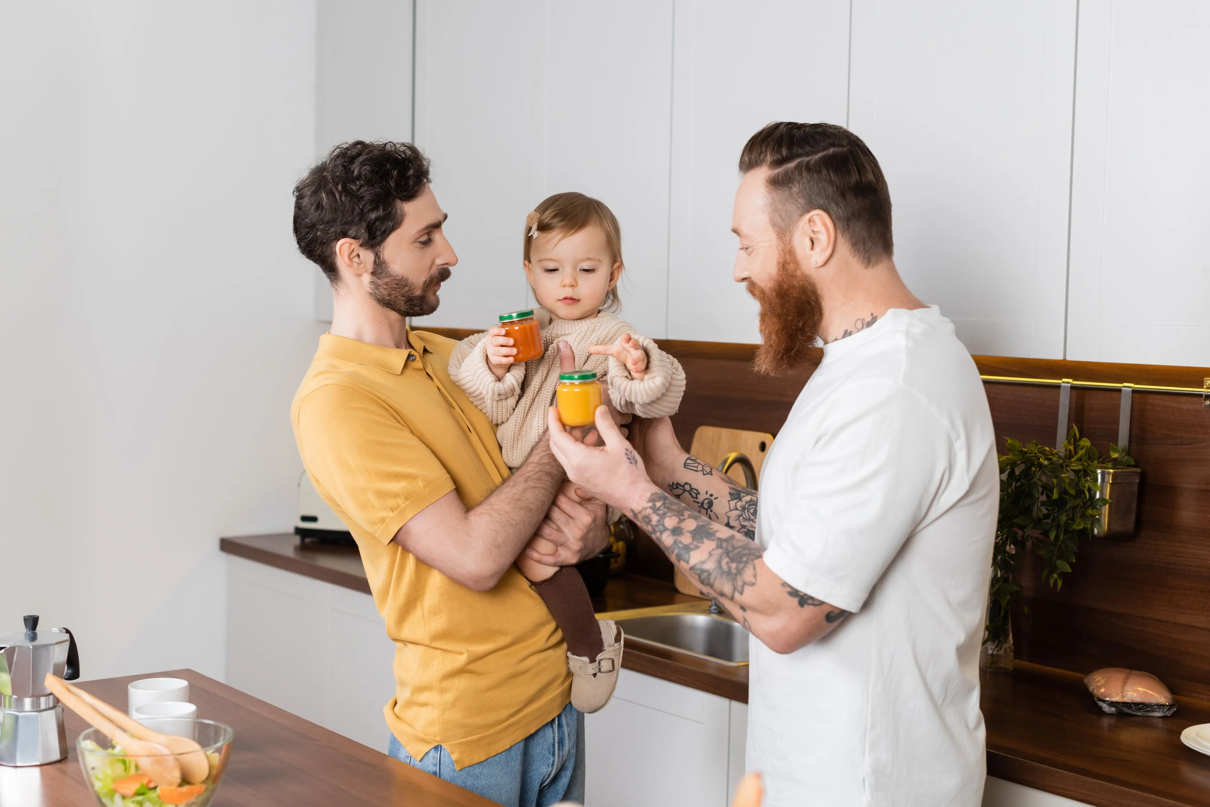Two fathers and toddler